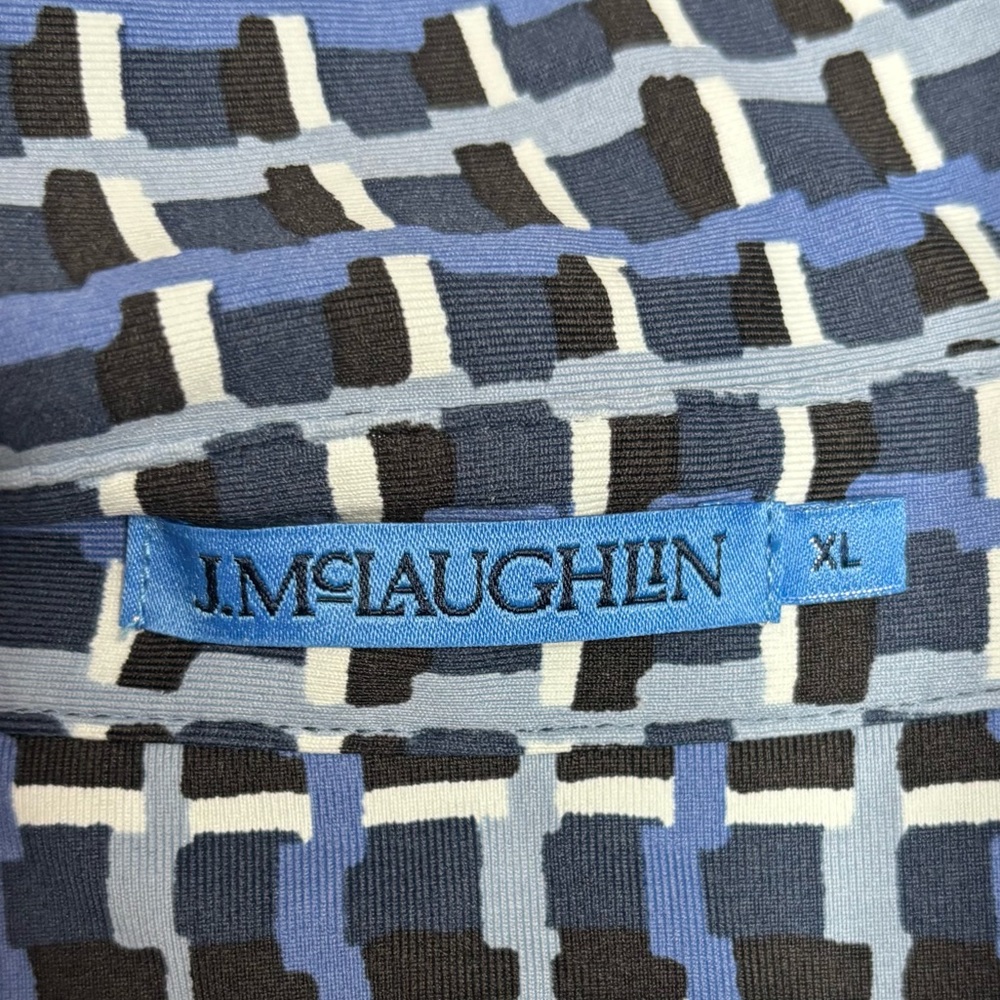 J.McLaughlin Durham Catalina Cloth Top long sleeve printed shirt blue white XL - Picture 5 of 8
